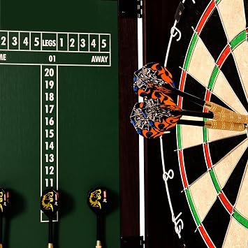 Bristle Dartboard Cabinet Set Dartgame Center with Self-Healing Sisal/Double-Sided Dartboard, 18 Professional Dart Board Set with 6 Tip Darts, Classic Dartboard with Cabinet