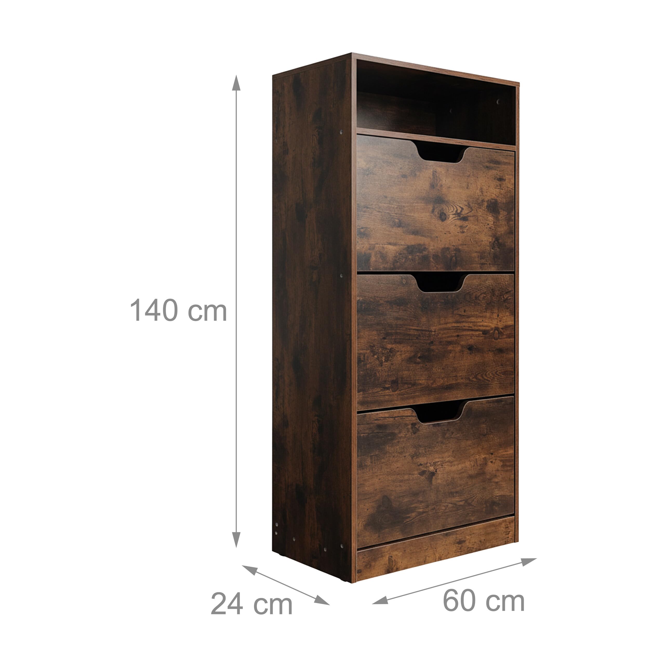 Relaxdays Scarpiera Industriale con 3 Ante, 14 Paia, 140x60x24 cm, Marrone