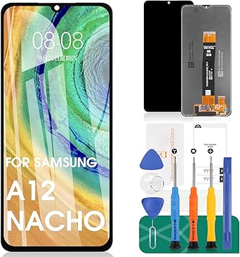 for Samsung Galaxy A12 Nacho LCD Screen for Samsung A12 Nacho Screen Replacement A127 LCD Display Touch Digitizer Assembly SM-A127F,SM-A127M,SM-A127U Repair Kits(Black No Frame)
