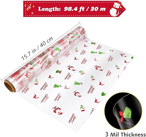 Miniatura 2 de Choisyin Rollo de papel de celofán de Navidad, decoración de Navidad, envoltura transparente para cesta de regalo, papel de regalo grande, papel de