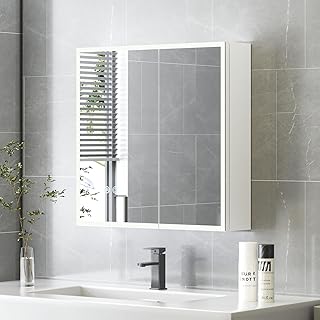 HySail Spiegelschrank Bad mit Beleuchtung, Dimmbare Helligkeit & 3 Farbtemperaturen, 60x60x14 cm Badezimmer Spiegelschrank mit Touch-Schalter, Anti-Beschlag & Steckdose, Komplett Vormontiert