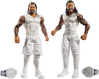 WWE Jimmy USO vs Jey USO Battle Pack Series #64 with Two 6-inch Articulated Action Figures & Ring Gear