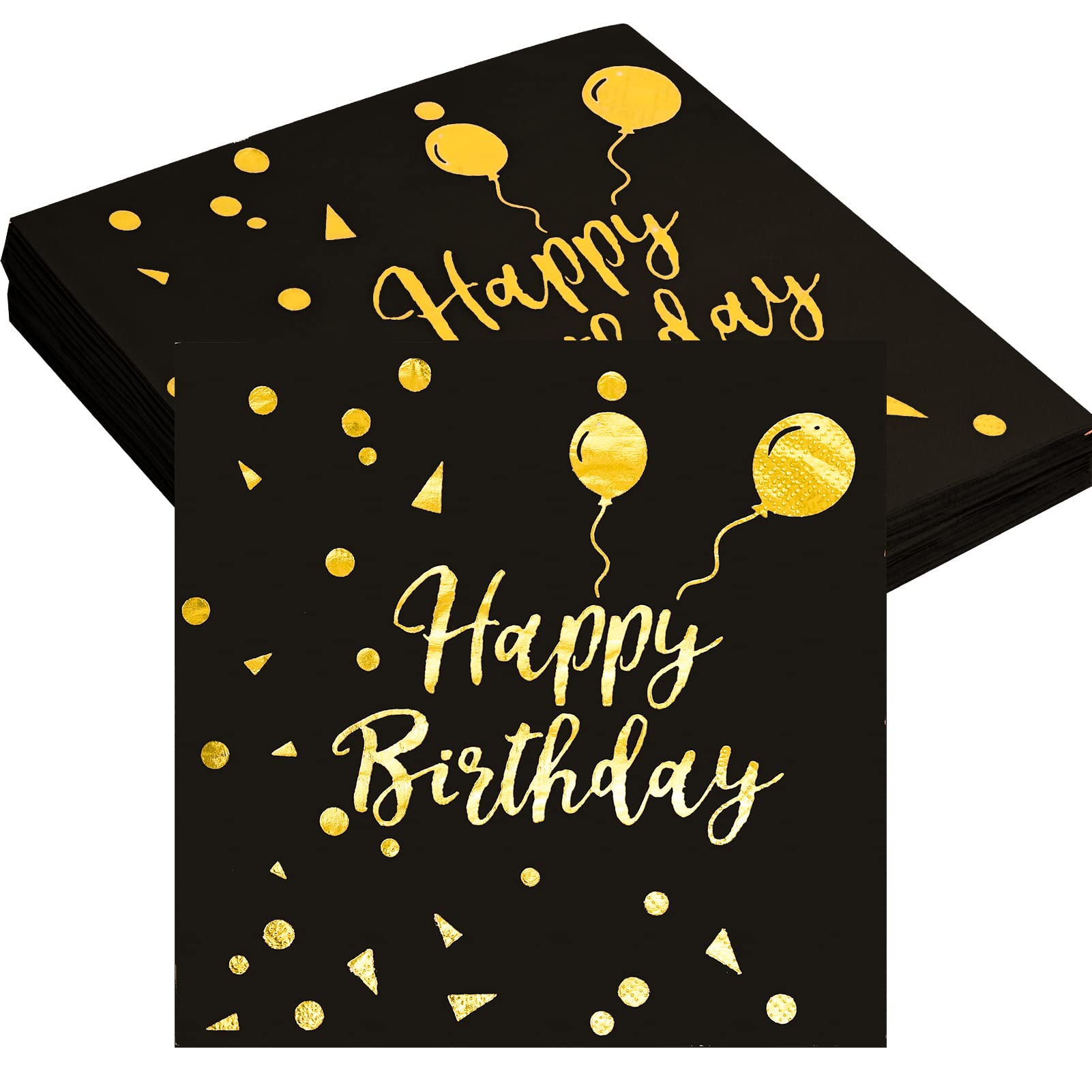 Lot De 40 Serviettes De Table Jetables En Papier Noir Et Doré