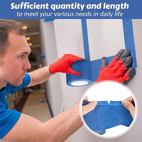 Miniatura 5 de Blue Painters - Cinta adhesiva a granel, paquete múltiple, cinta de papel de pintura segura, liberación limpia, cinta azul para pintores de pared