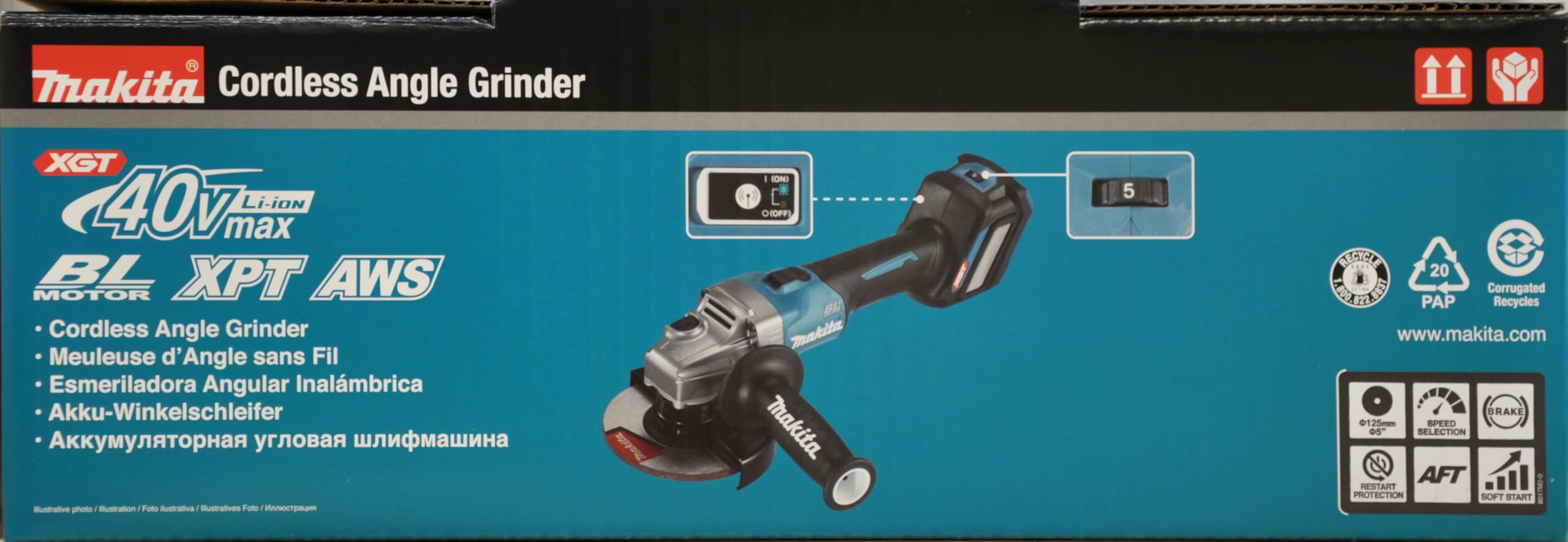 Makita GA023GZ - Smerigliatrice angolare brushless, 40 V, 125MM