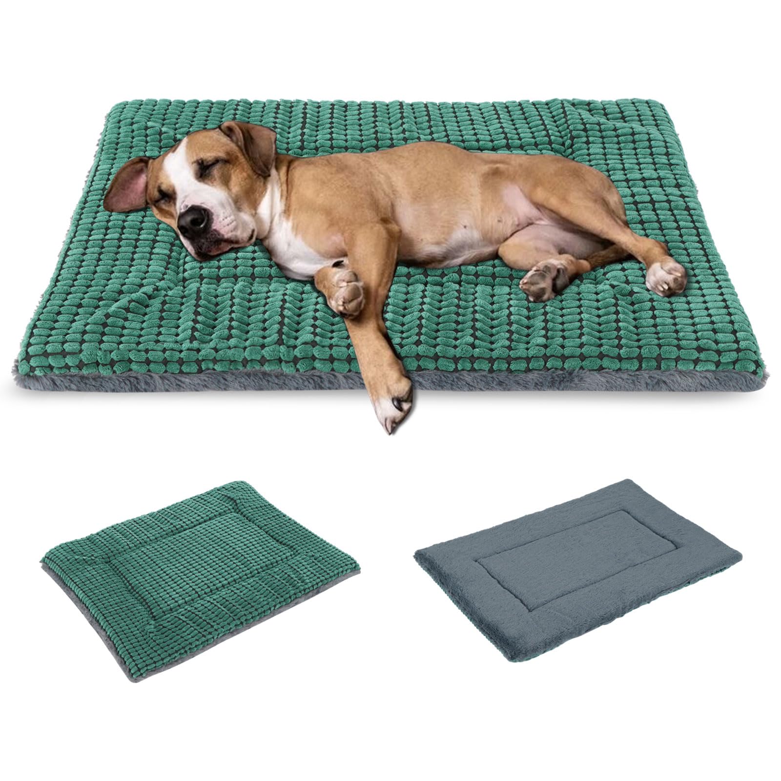 BVAGSS Cuscino per Cane Reversibile, Ultra Morbido Materassino Lavabile, Ortopedico Letto per cani Cuscino Cane Memory Foam Suave y Cálido XH079 (106x71x4cm,Green)