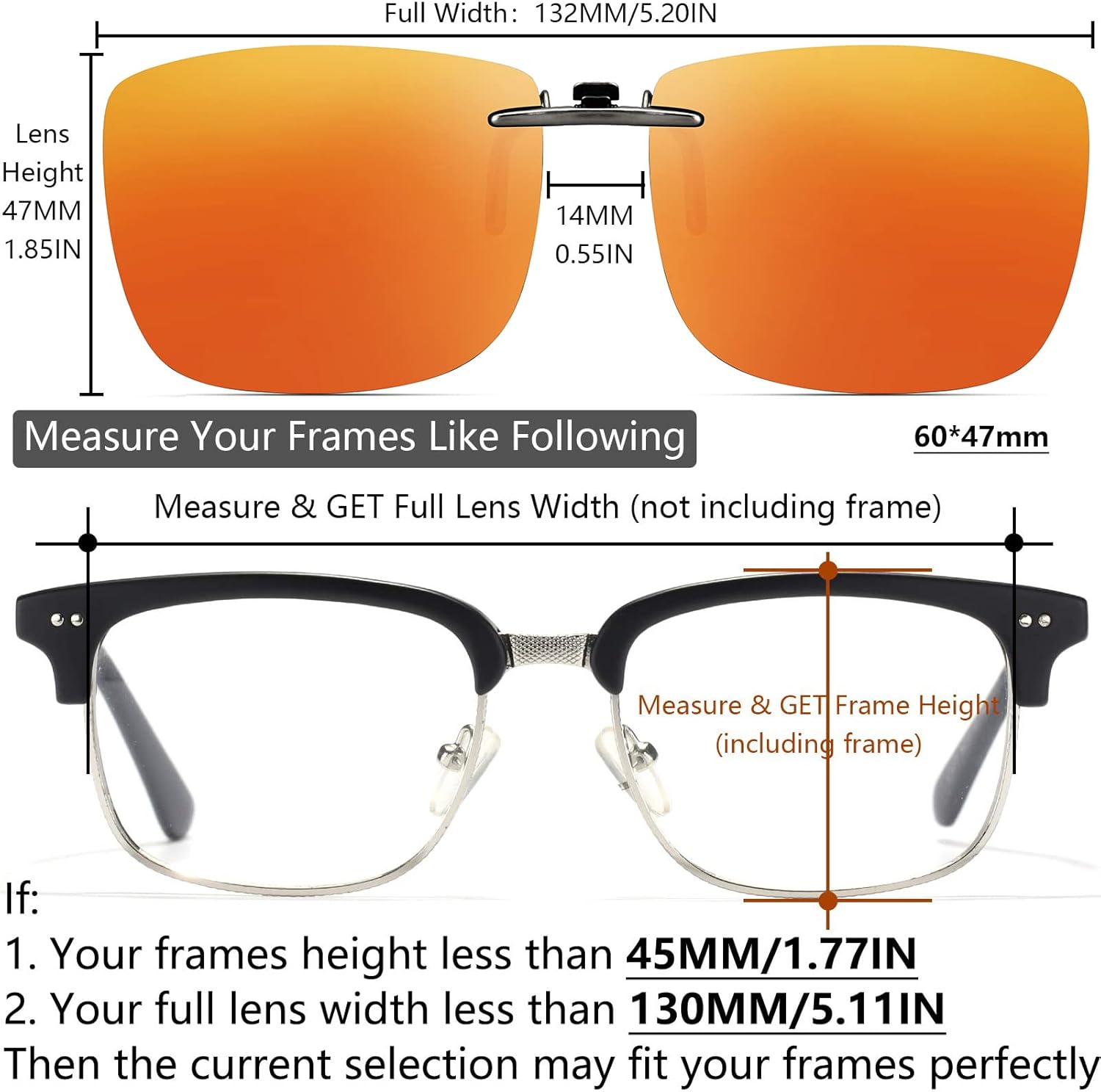 Polarized Clip On Sunglasses Over Prescription Glasses Men Women Compact Fit Non-Flip Up - Image 4