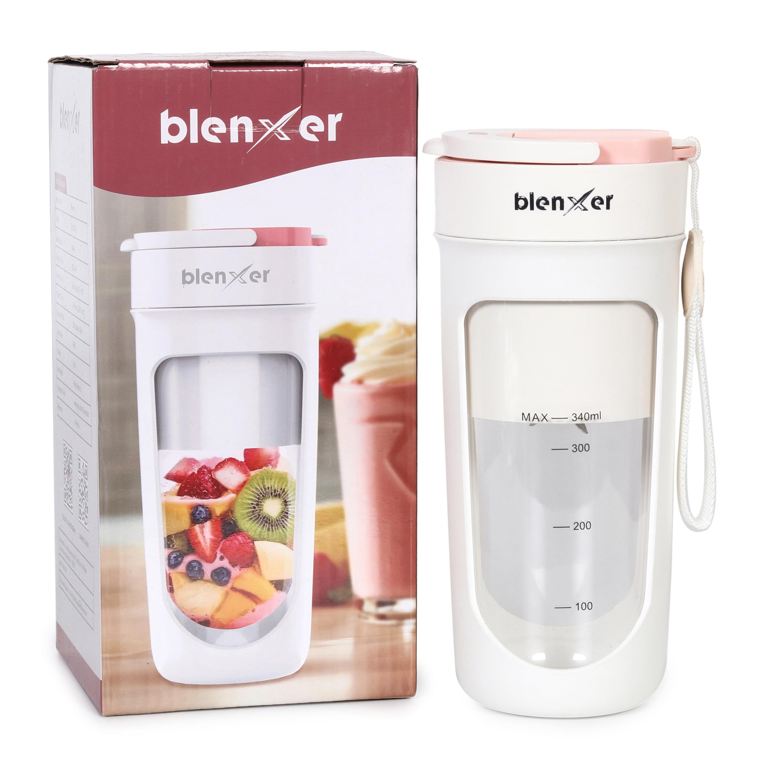 Blenxer Portable Blender 340 ml – USB-C Rechargeable, 40 W Personal Smoothie & Protein Shake Blender – 10-Blade Stainless Steel – 40-Second Auto-Stop – Travel & Gym Mini Juicer (White)-picture-41