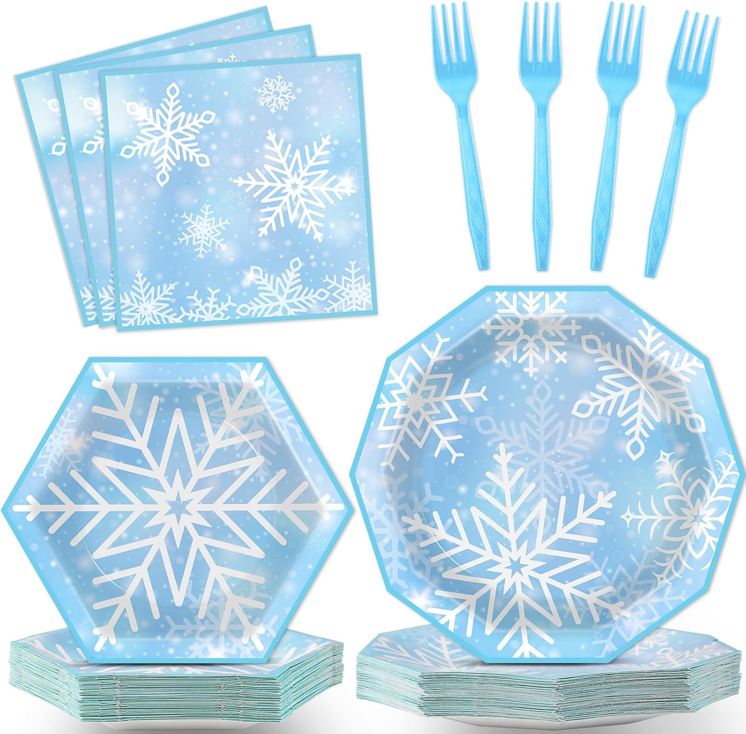 Serves 24 Christmas Snowflake Paper Plates Lunch Napkin
