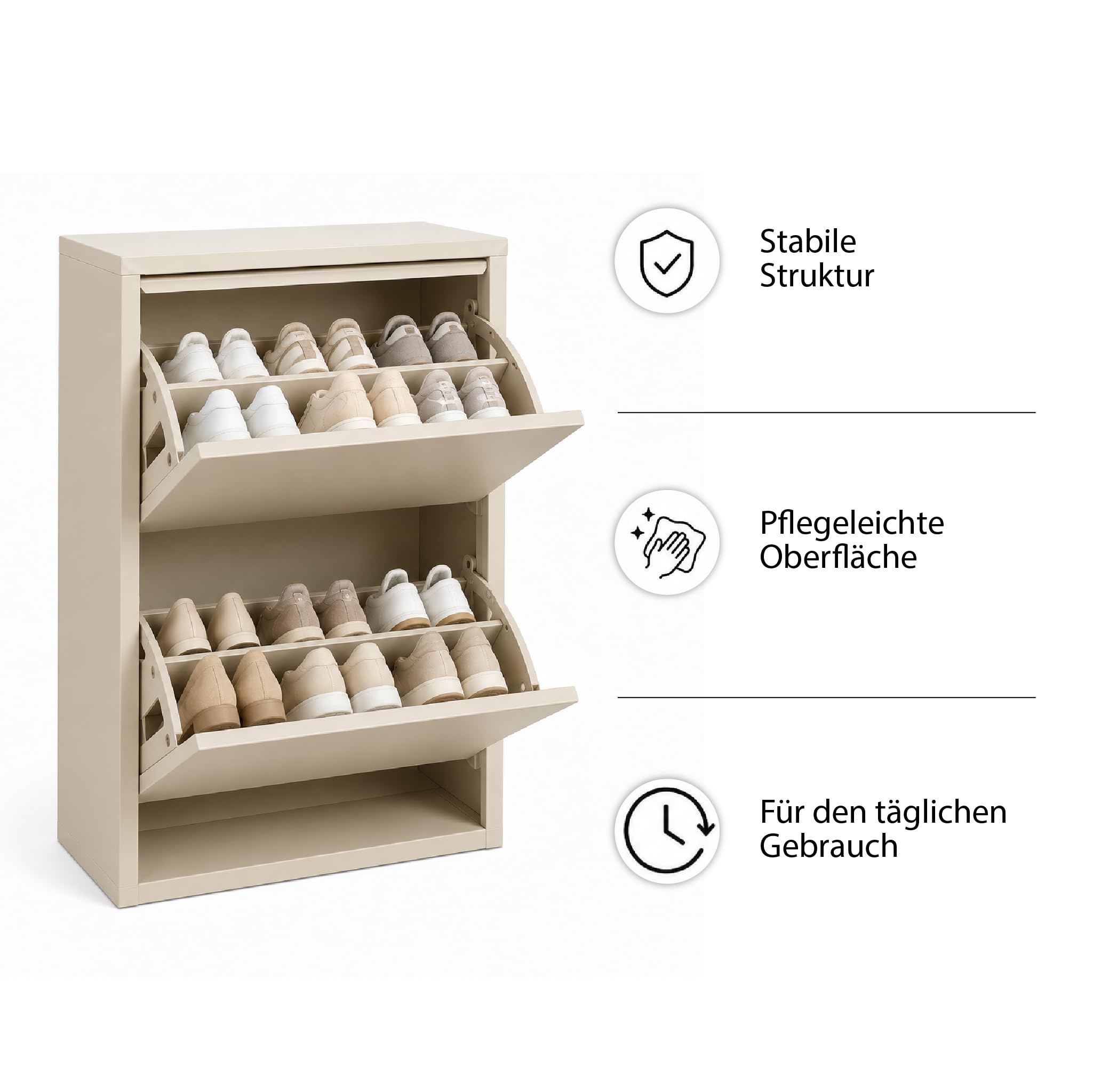 Schuhschrank Schmal, Metall Schuhkipper mit Magnet-Klappen, Schmaler Schuhschrank für Flur, Eingang & Diele, Platzsparendes Shoe Cabinet, Freistehend oder Wandmontage, Fertig Montiert