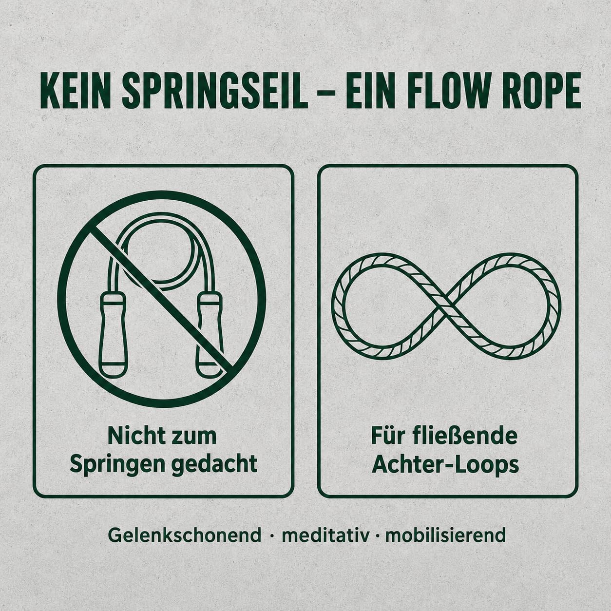 Ropii Rope Flow, corda ponderata in morbido poliestere per mobilità e coordinazione, annodata a mano, 3 pesi: circa 380 g, 500 g, 1 kg, progettata a Berlino