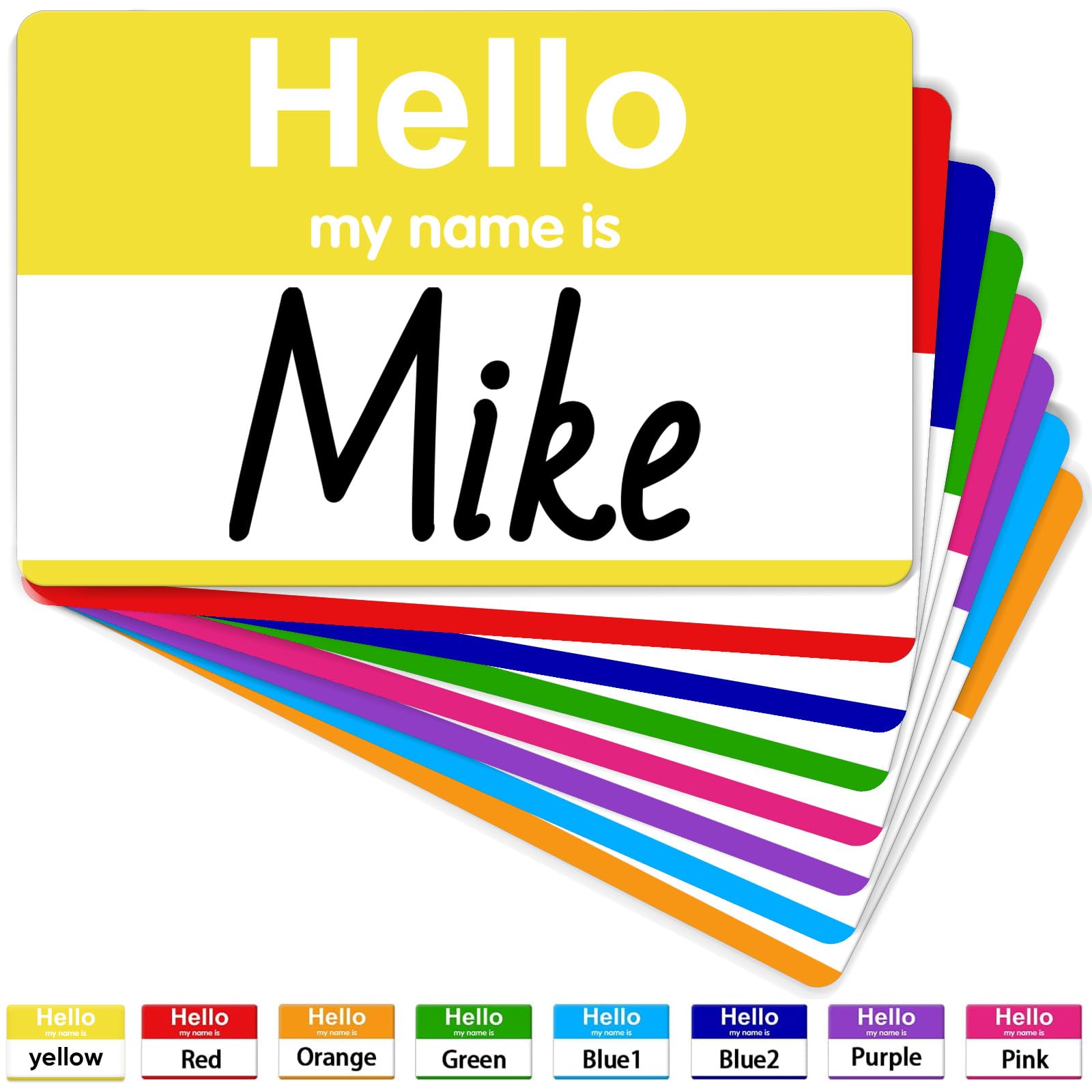 200 Pcs Name Tags Stickers, 3.5" x 2.25" Hello My Name is Stickers, 8 Colors Colored Name Stickers, Peel &amp; Stick Name Tags for School, Office, Conferences, Family Parties