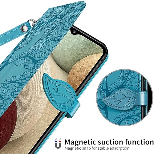 Miniatura 4 de ROPIGO Funda tipo cartera para Samsung Galaxy A14 5G, piel sintética de alta calidad con diseño de árbol en relieve, función atril, ranuras para