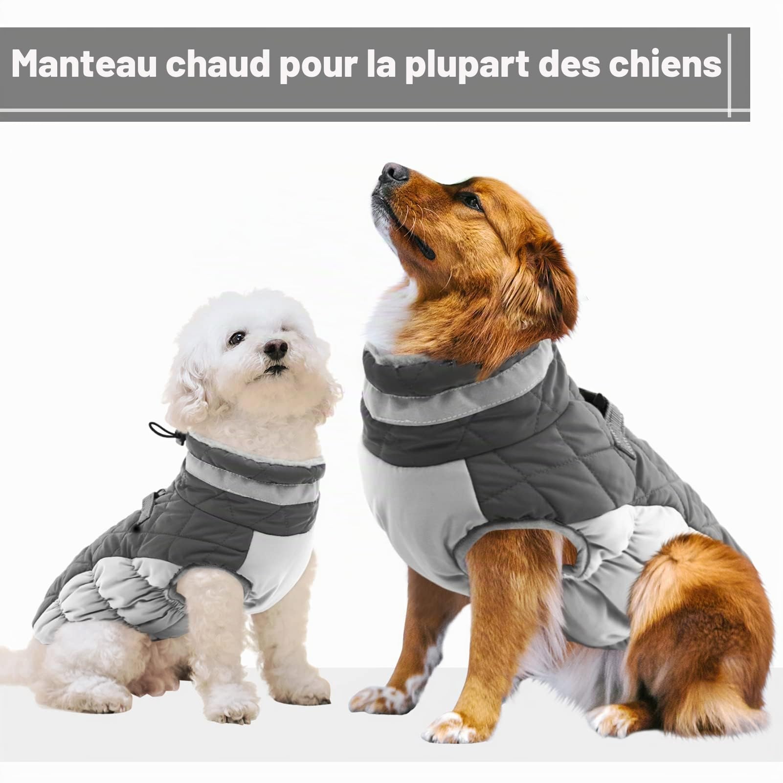 CITÉTOILE Manteau Chien, Manteau Chien Fourré Polaire avec Harnais, Manteau d'hiver pour Chiens Imperméable et Coupe-Vent, Réfléchissant Vetement Chien pour l'hiver pour Teckel, Bouledogue,Chihuahua