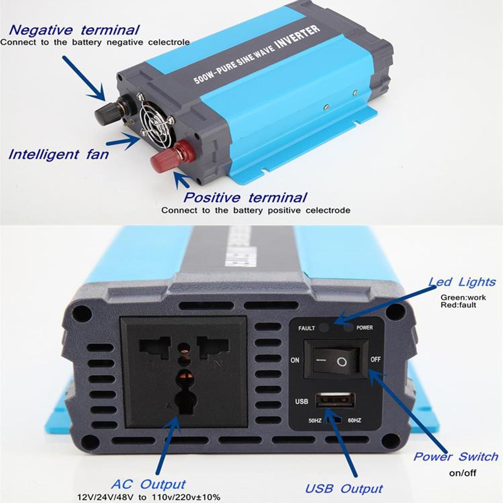 Amazon.co.jp: 300W 純正弦波インバーター 12V 24V 96V 110V～220V