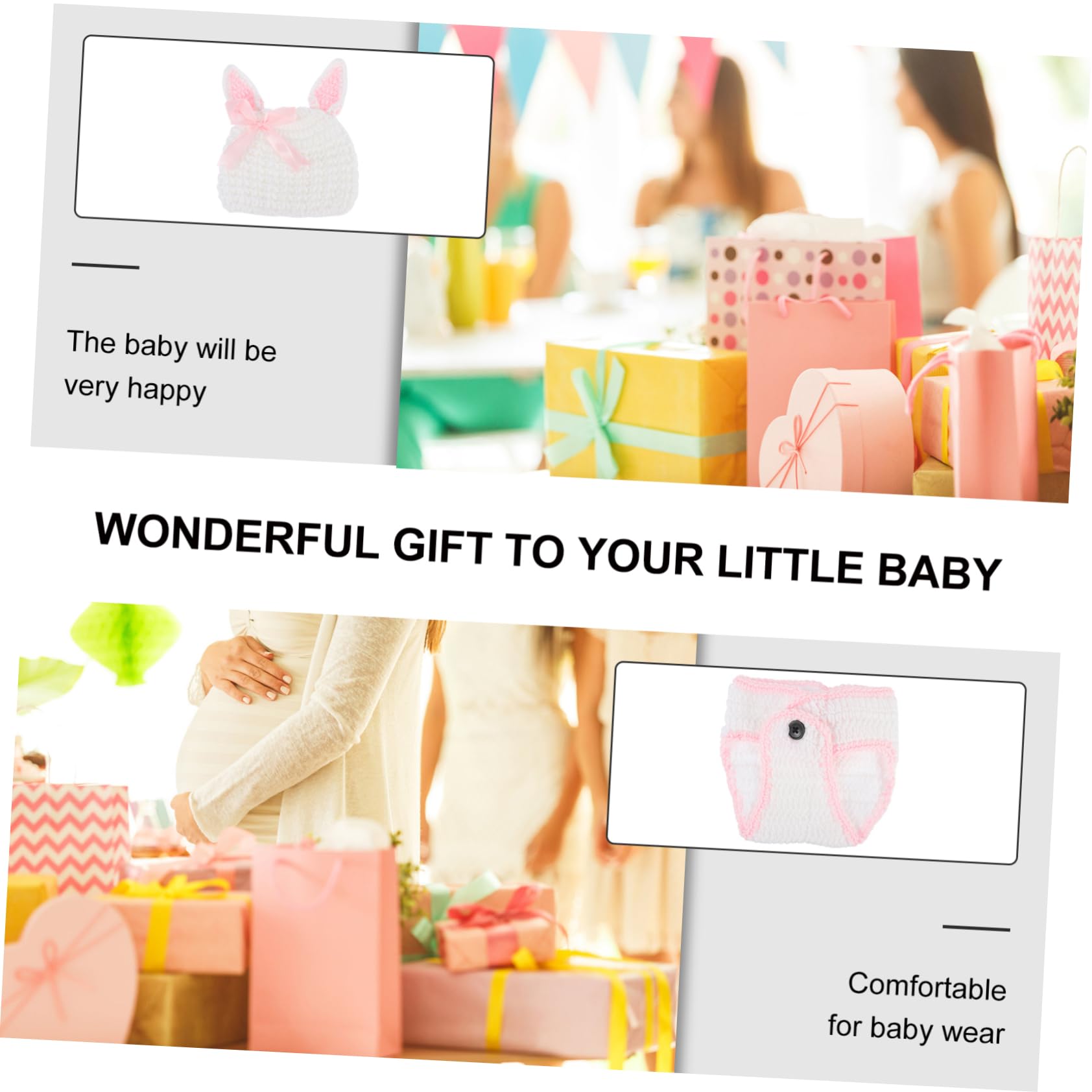 Happyyami 4juegos Conjunto De Fotografía De Recién Nacido Gorro y Pantalones De Conejo Accesorios para Sesiones De Fotos Traje De Ganchillo para Bebés Ropa Creativa para Cumpleaños