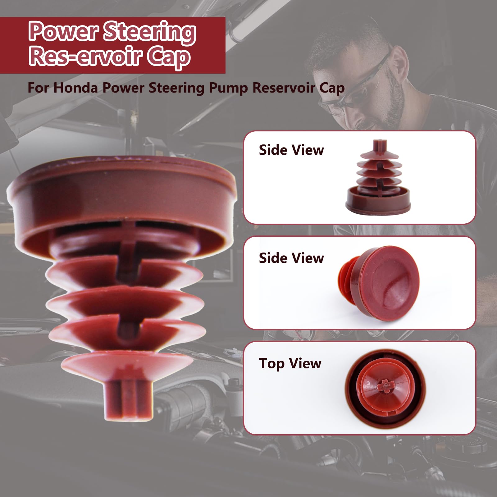 Red Power Steering Pump Reservoir Cover - Fits Acura Honda Models 53697-SB3-952