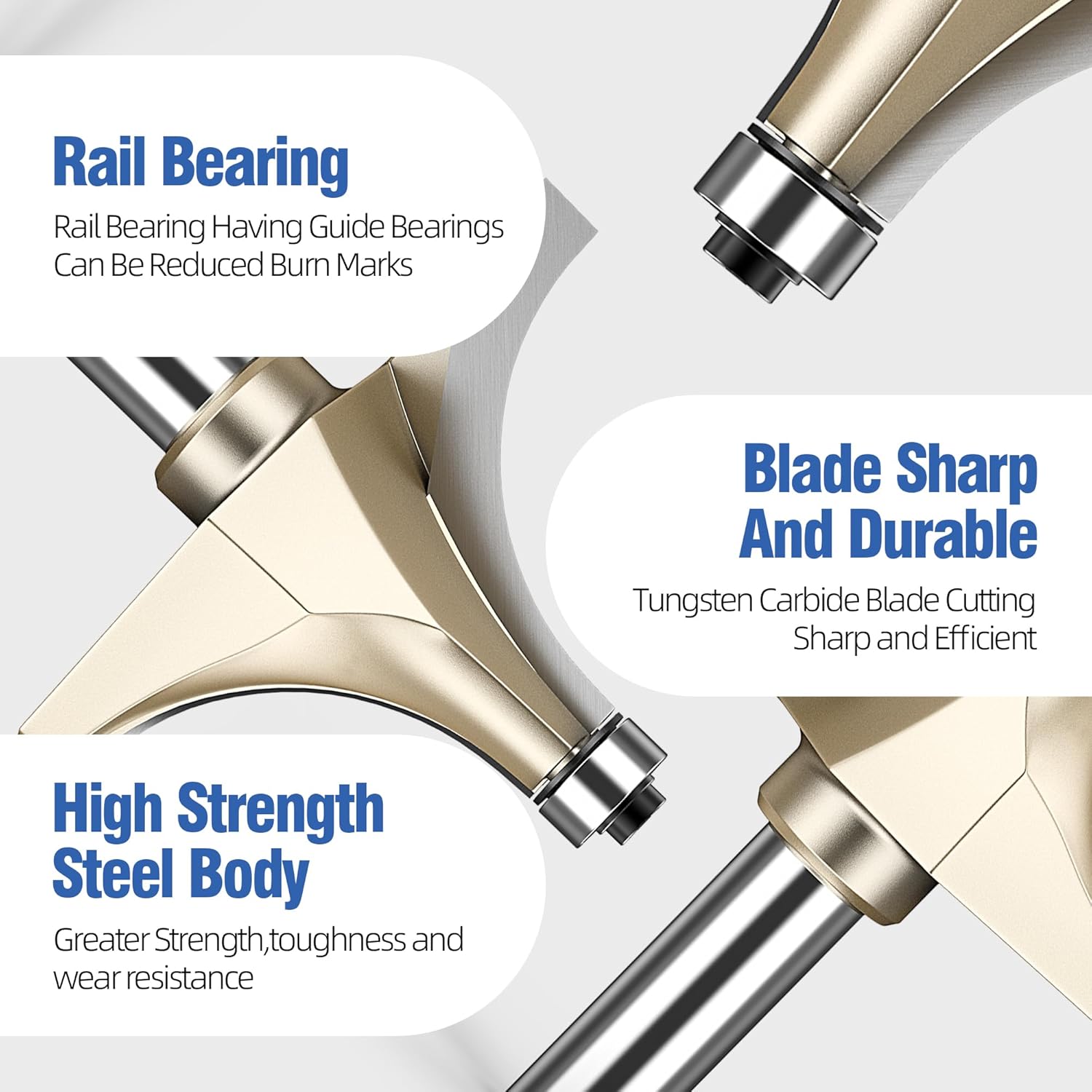 HUHAO Roundover Router Bit 1/2 Inch Shank, 1-3/8" Radius Round Over Router Bits, Router Bits Round Over for Edging Forming Rounding Woodworking Cutter
