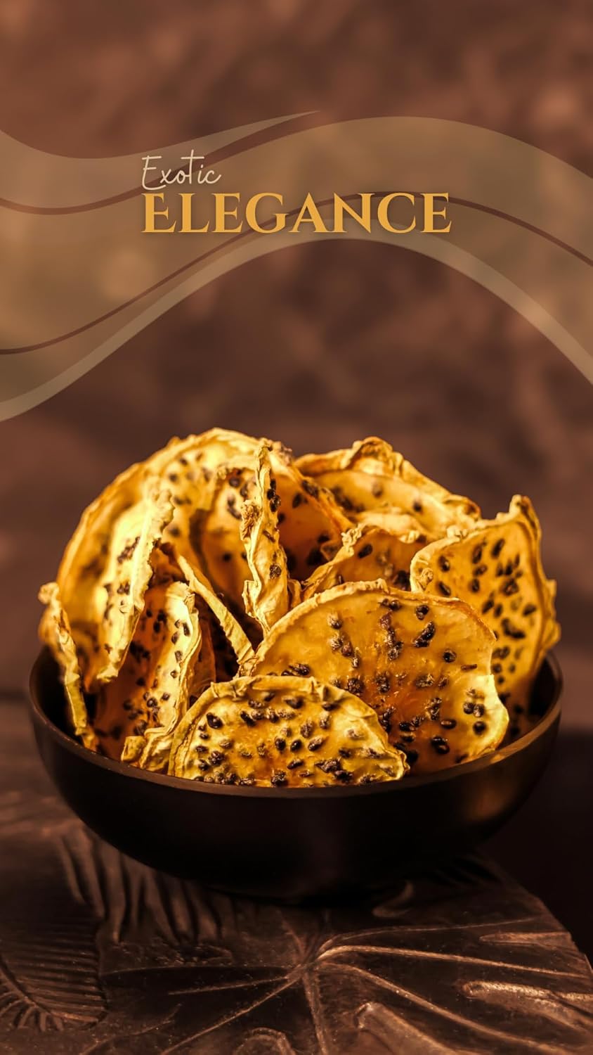 Garnishes & Dreams Dehydrated & Dried Yellow Dragon Fruit (5.5oz) – Natural Exotic Tropical Fruit Chips for Cocktails, Mixology, Baking & Desserts, No Sugar Added, Edible Dried Fruit Garnish