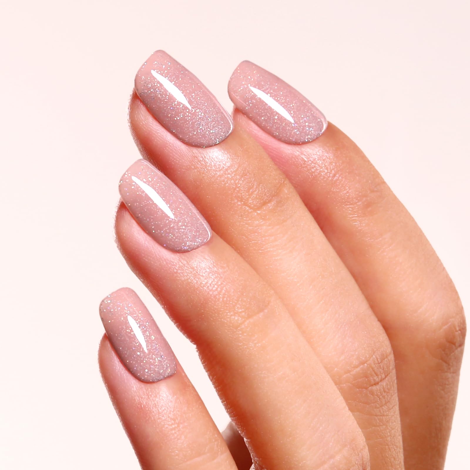 Ozzeal Iridescent Nude Mauve Pink Gel Nail Polish, 15ML Sparkle Shimmer Glitter, Soak Off LED UV Gel Nail Polish for Art DIY Manicure — view 3