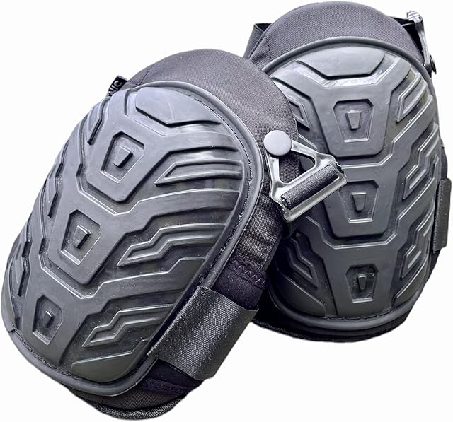 ATNIC Professional Heavy-Duty Knee Pads for Work, Foam Padding for Protection, Comfortable Gel Cushion, and Adjustable Double Velcro with Easy-Fix Strong Clip for Gardening, DIY, Flooring, Cleaning