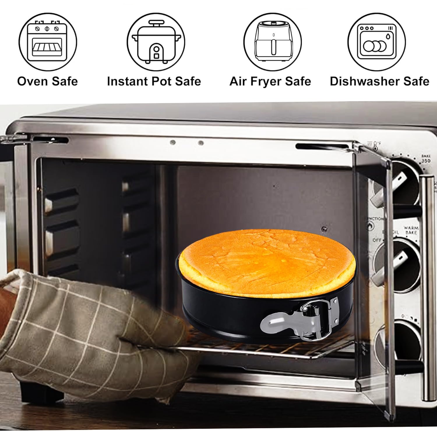 Juego de 124 moldes de resorte, juego de moldes redondos cuadrados para tartas, moldes para tartas de queso de 7/9/10/11 pulgadas con fondo extraíble y suministros de kit de decoración de pasteles,