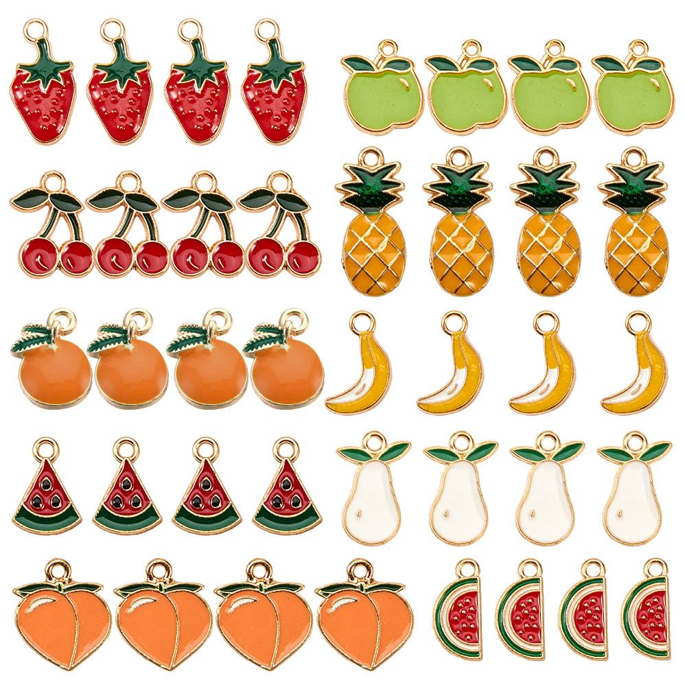 Peach Charm 5/10/15PCS Fruit Charms Enamel Charms Fruit Theme Gold Tone ...