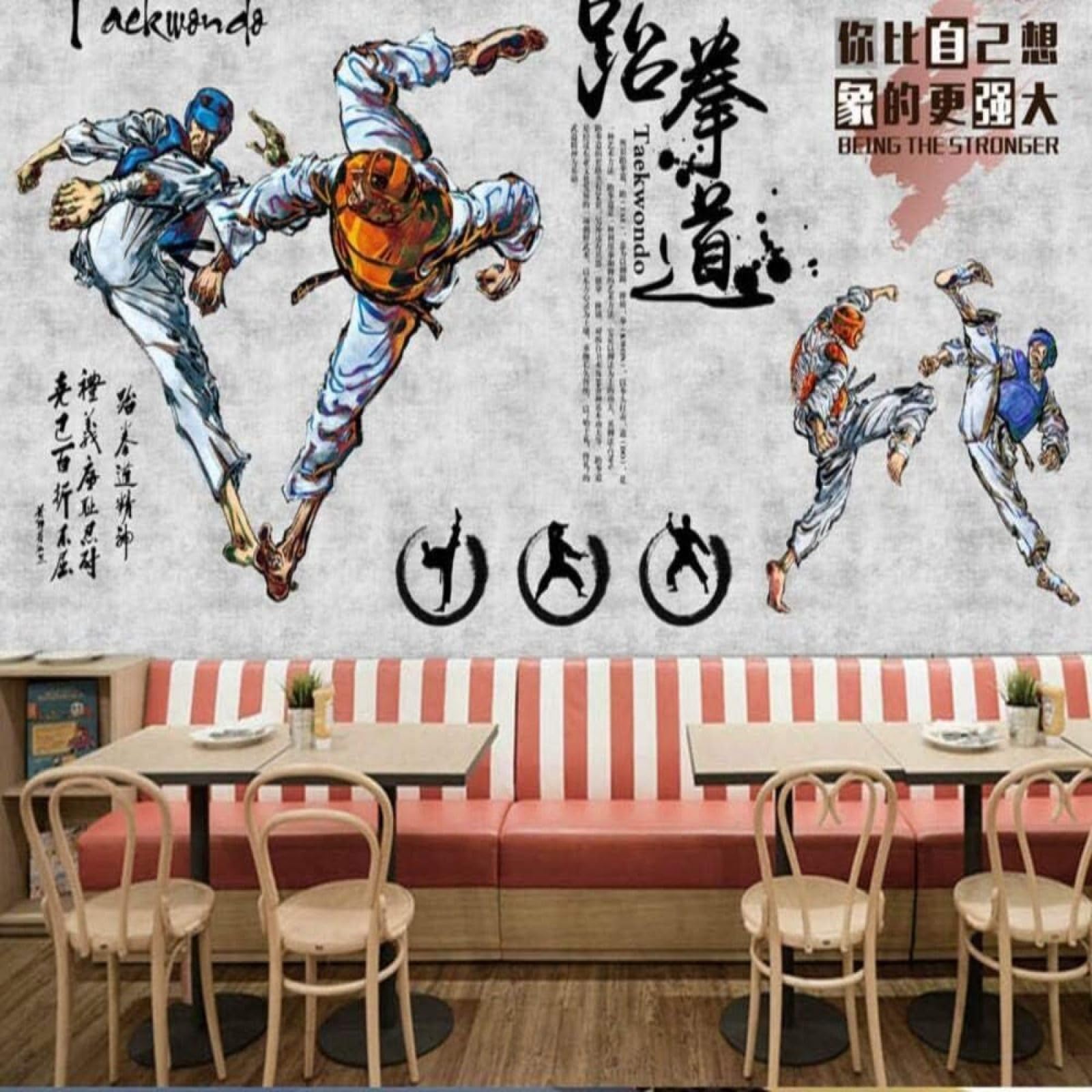 Papel Pintado de Taekwondo para Gimnasio en Casa y Zona de TV 1