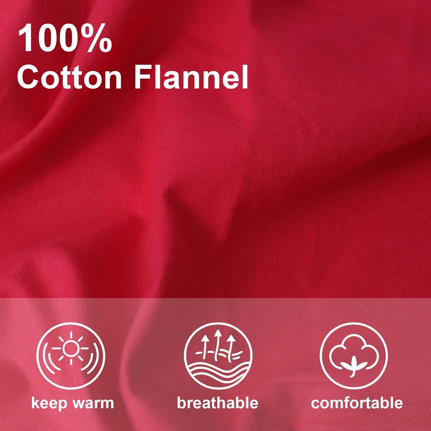 59”W Cotton Flannel Fabric, Super Soft 150GSM, Medium Weight Solid Arts & Crafts Quilting Blanket for Sewing(3Yard, Red)