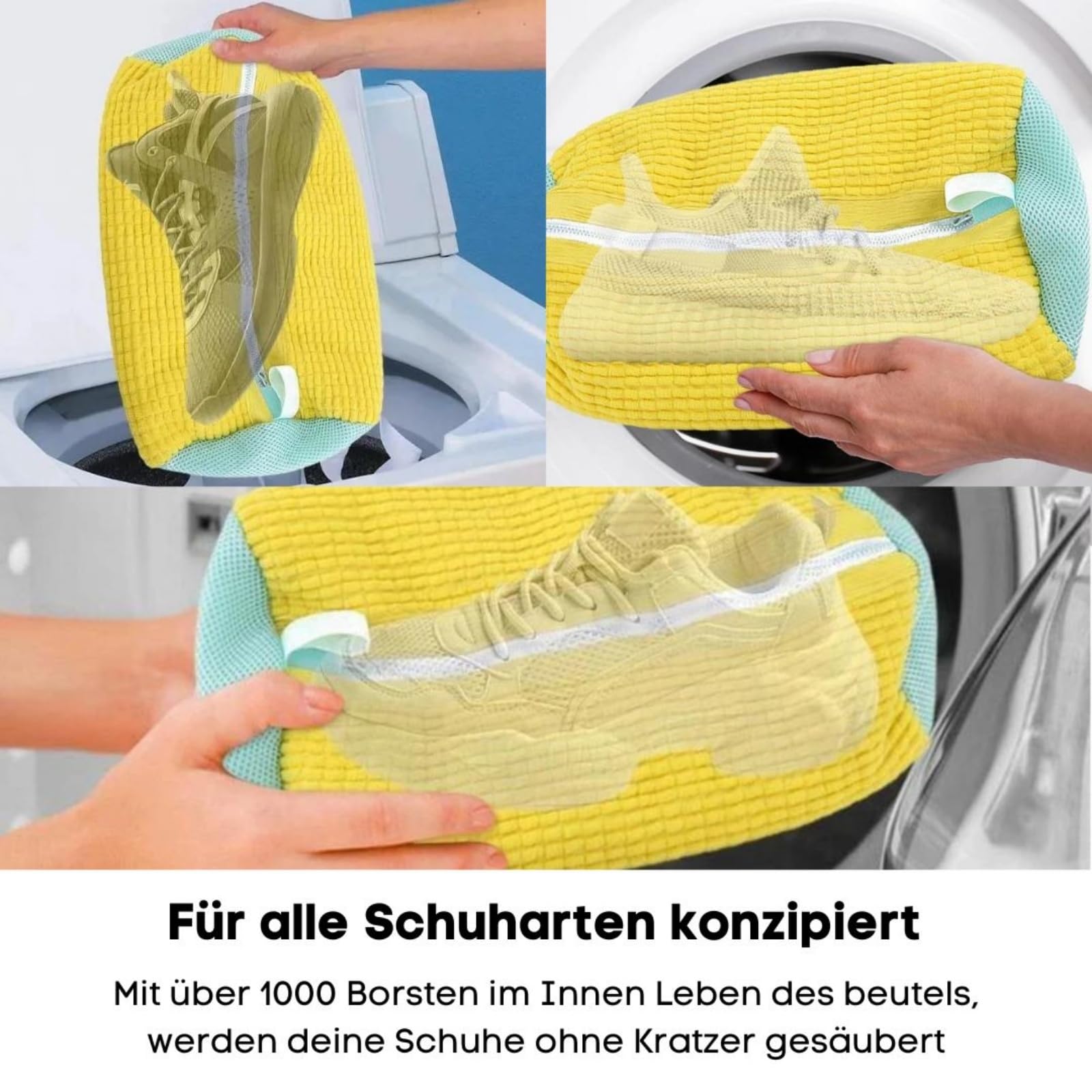 SneakWash-Schuhwaschbeutel für Sneaker,Wäschesack Schuhe,Waschbeutel,Wiederverwendbar & Schonend,Schutz für Schuhe und Waschmaschine,für Sneaker Sportschuhe (≤45 Größe)