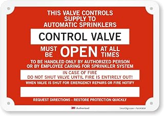 SmartSign "Control Valve" Fire Sprinkler Identification Sign | 7" x 10" 3M Engineer Grade Reflective Aluminum