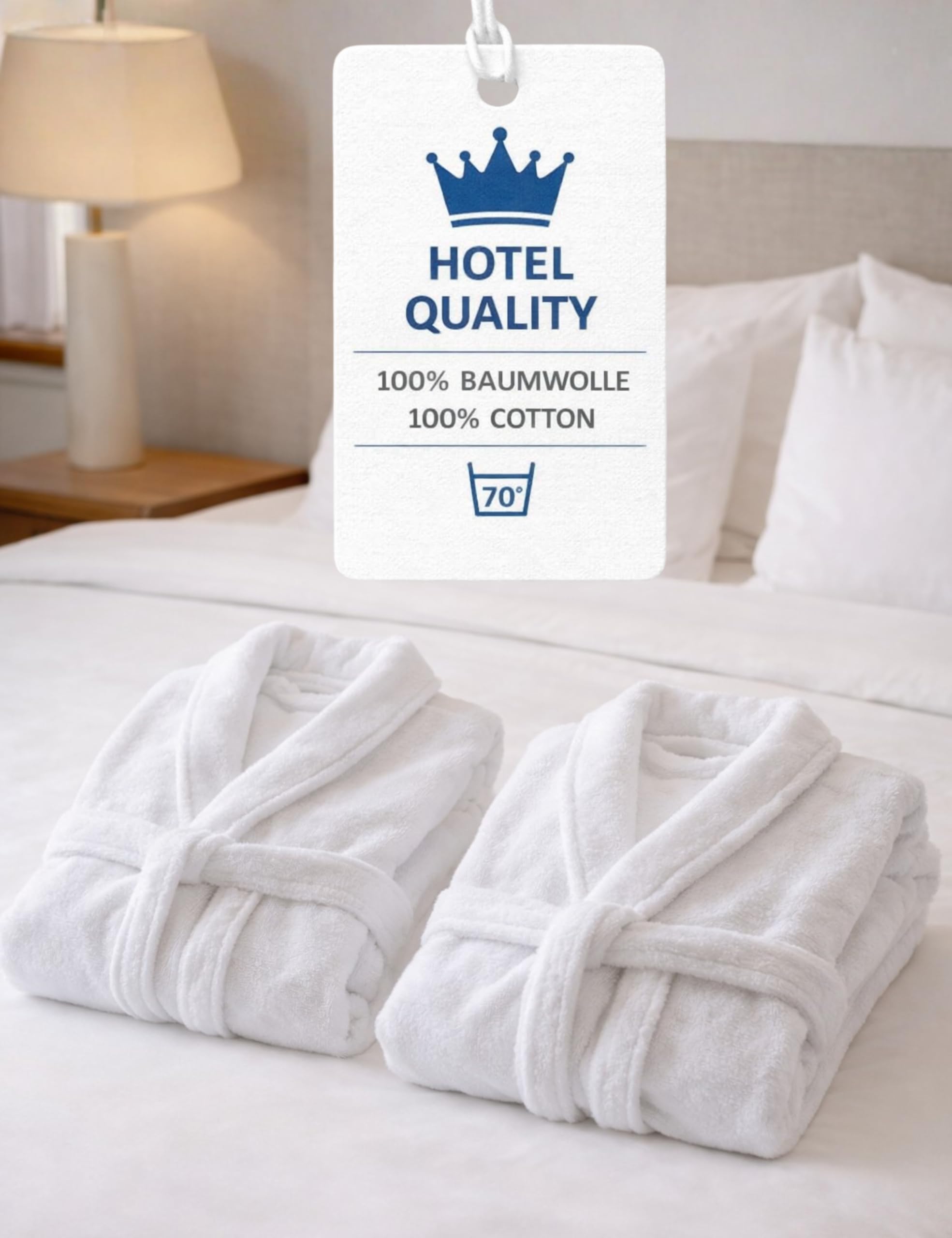 Morgenstern Peignoir d'Hôtel Blanc – Unisexe pour Femmes et Hommes – 100% Coton Eponge Eponge, 380 GSM, Doux pour la Peau et Très Absorbant – Lavable jusqu’à 70 °C – certifié Oeko‑Tex®