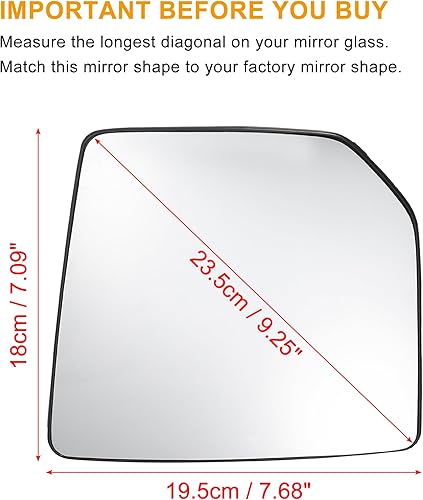 Miniatura 3 de uxcell Reemplazo de cristal del espejo calefactable del lado izquierdo del conductor del coche con placa de respaldo para Ford F-150 2015-2018 para
