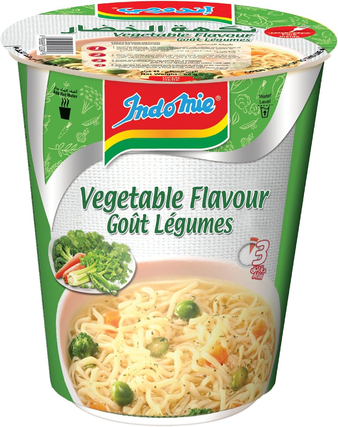 Instant Noodles, Vegetable Flavour with Seasoning Powder and Sauce - 60g