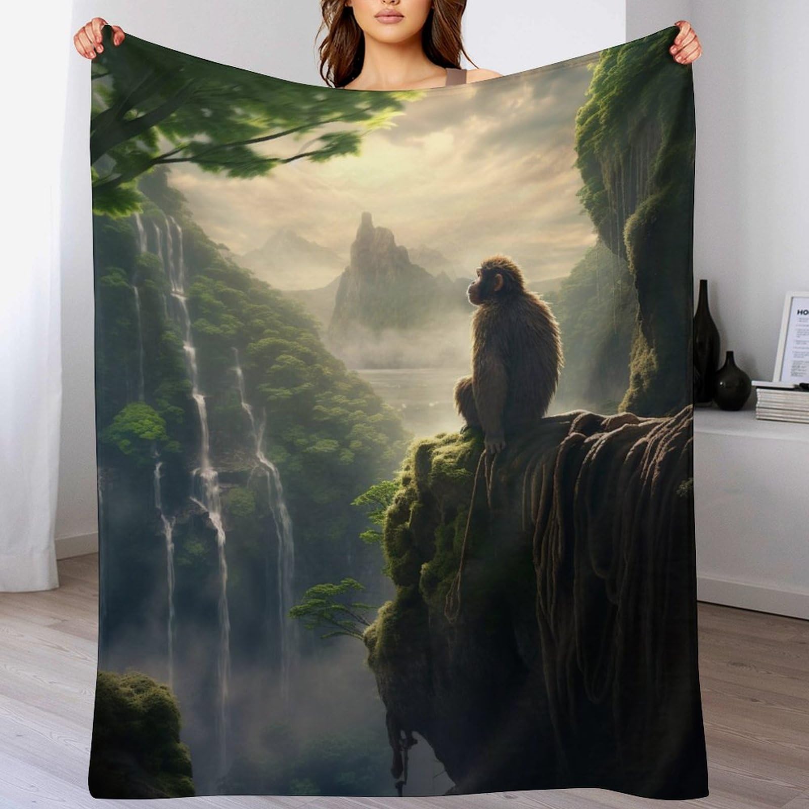 Manta para sofa supersuave de mono para tardes de descanso y relax en el salon