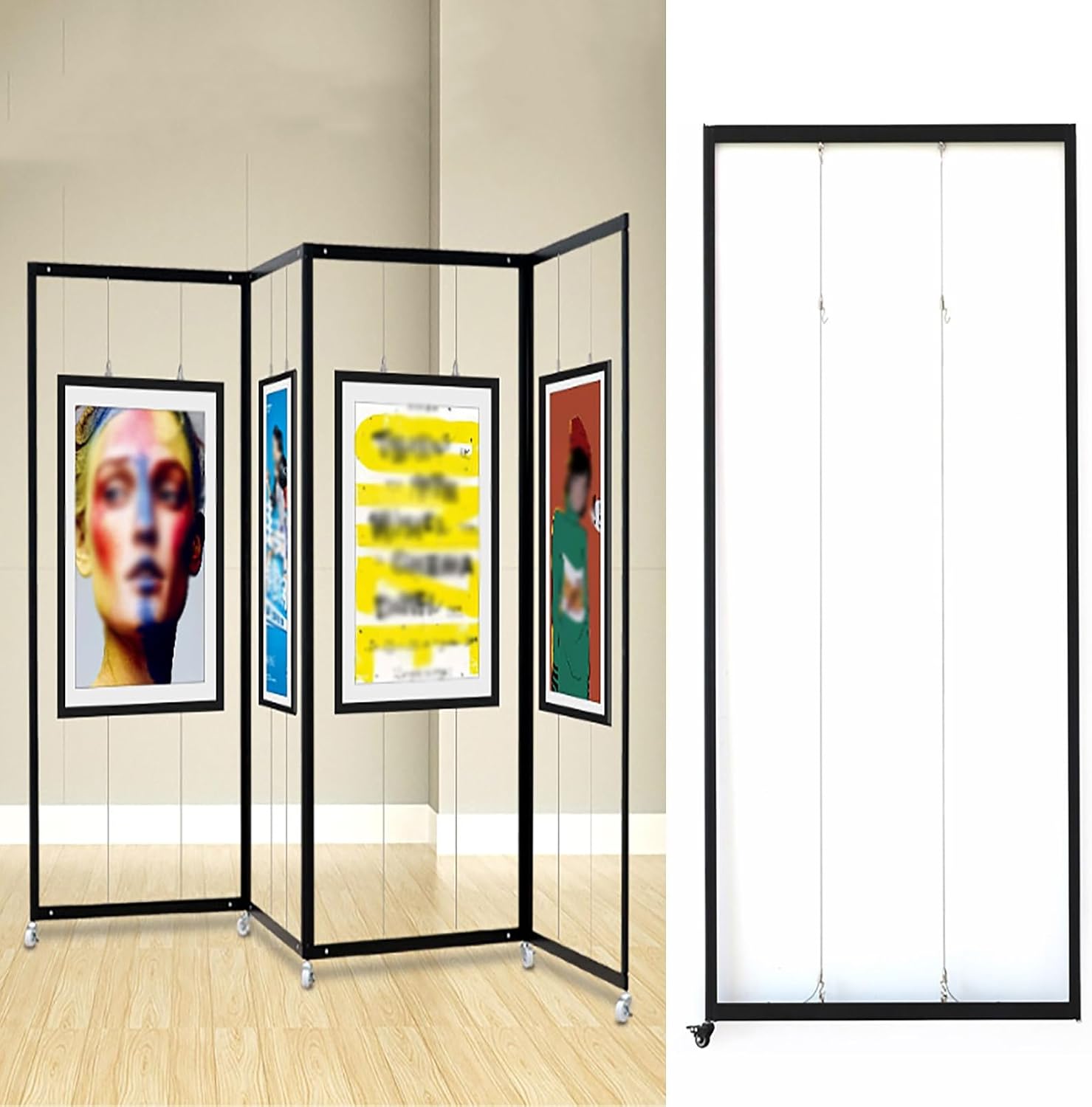 SARKEY Folding Display Rack for Painting Exhibition, Publicity Work Holder, Metal Advertising Partition Shelf, for Art Gallery, Craft Fair, Booth(1pcs,100x220cm/39.4x86.6in)