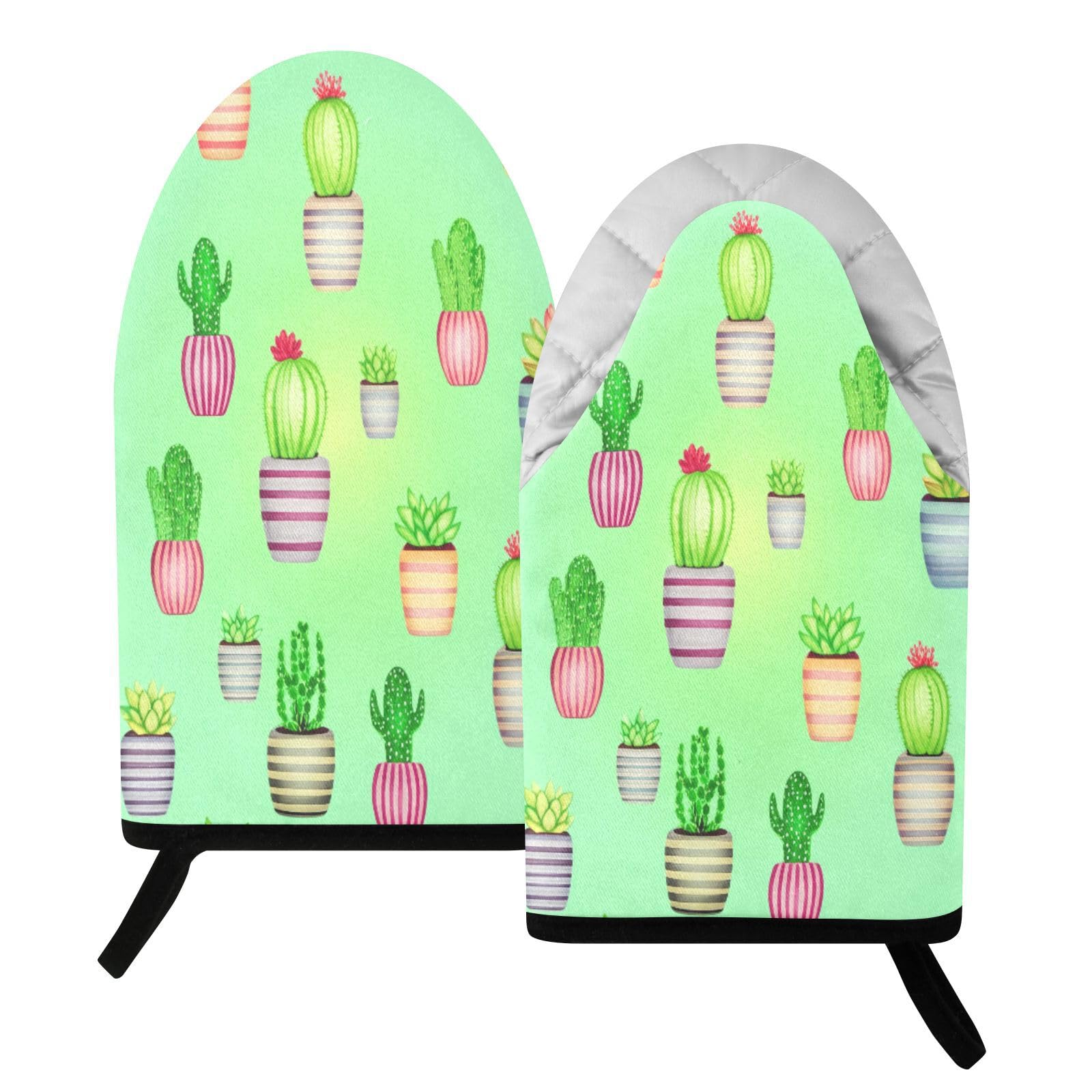 BURSTDDY Cactus Oven Mitt,Heat Resistant Kitchen Mitts for Cooking