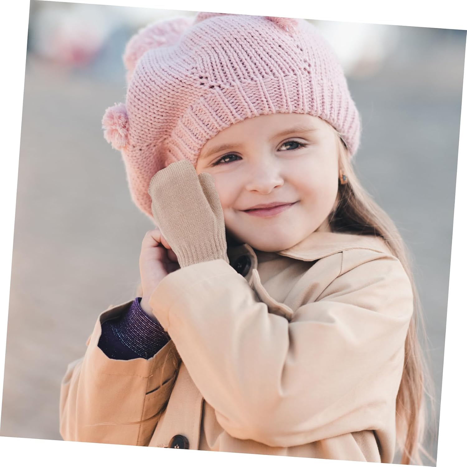 Vaguelly Thick Mittens for Outdoor and Girls Double Warm Knit Gloves Boys Mittens Thermal Gloves