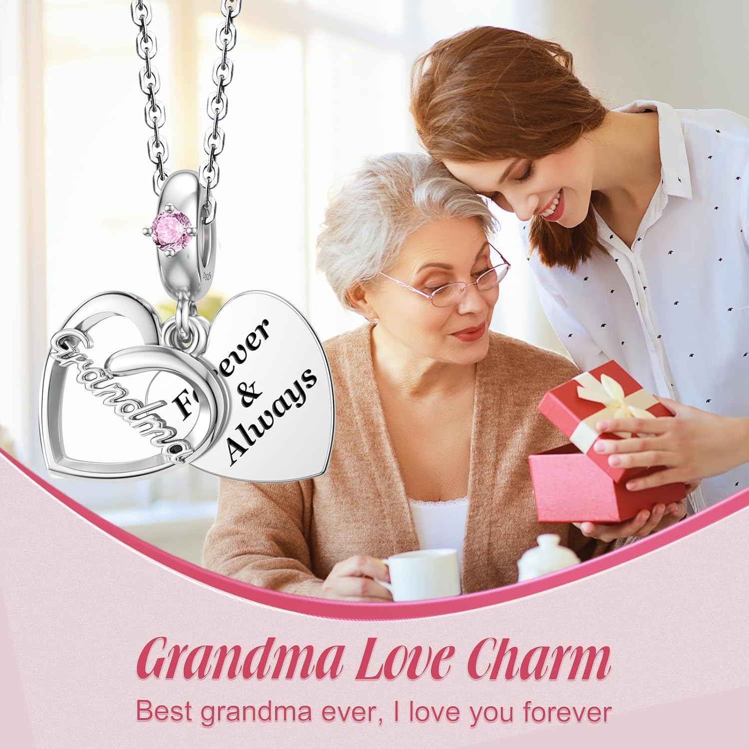 JIAYIQI Sister Mother Daughter Wife Charms Fit Charms Bracelet Necklace, 925 Sterling Silver Forever Always Love Dangle Charms for Women Birthday Mother's Day Christmas
