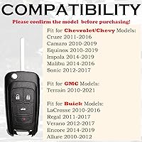 Vista 2 de Keyless Entry Remote Control Key Fob Replacement Fits for Chevy Cruze Equinox Camaro Impala Malibu Sonic Buick Regal Verano Encore Allure Lacrosse