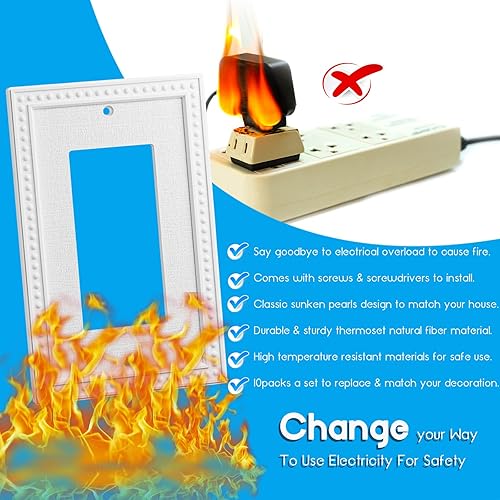 Miniatura 8 de Cubiertas de interruptor de luz para placa de pared, cubiertas de salida de tamaño mediano, cubiertas decorativas para placa de interruptor GFCI,