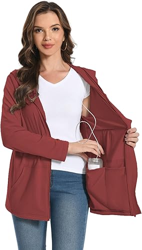 Miniatura 4 de Meuponc Chaqueta de mastectomía Hoddies con bolsillos de drenaje para mujer después de la cirugía, imprescindible para recuperación después de la
