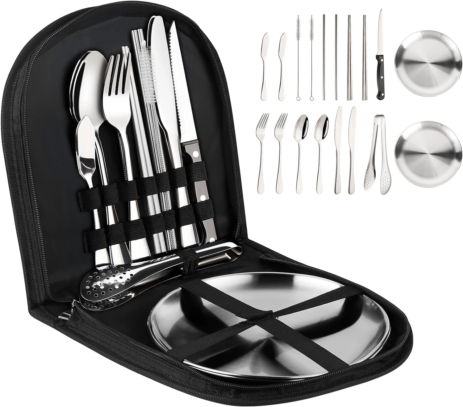 RELEMTRA Camping Cutlery Set, Outdoor Travel Cutlery with Forks, Spoons, Knives, Bottle Openers, Plates and Ideal for Outdoor Cookware, Travel, Hiking, Camping, Perfect for 1-2 People (B0CQXJVYDF) Amazon Price History, Amazon Price Tracker