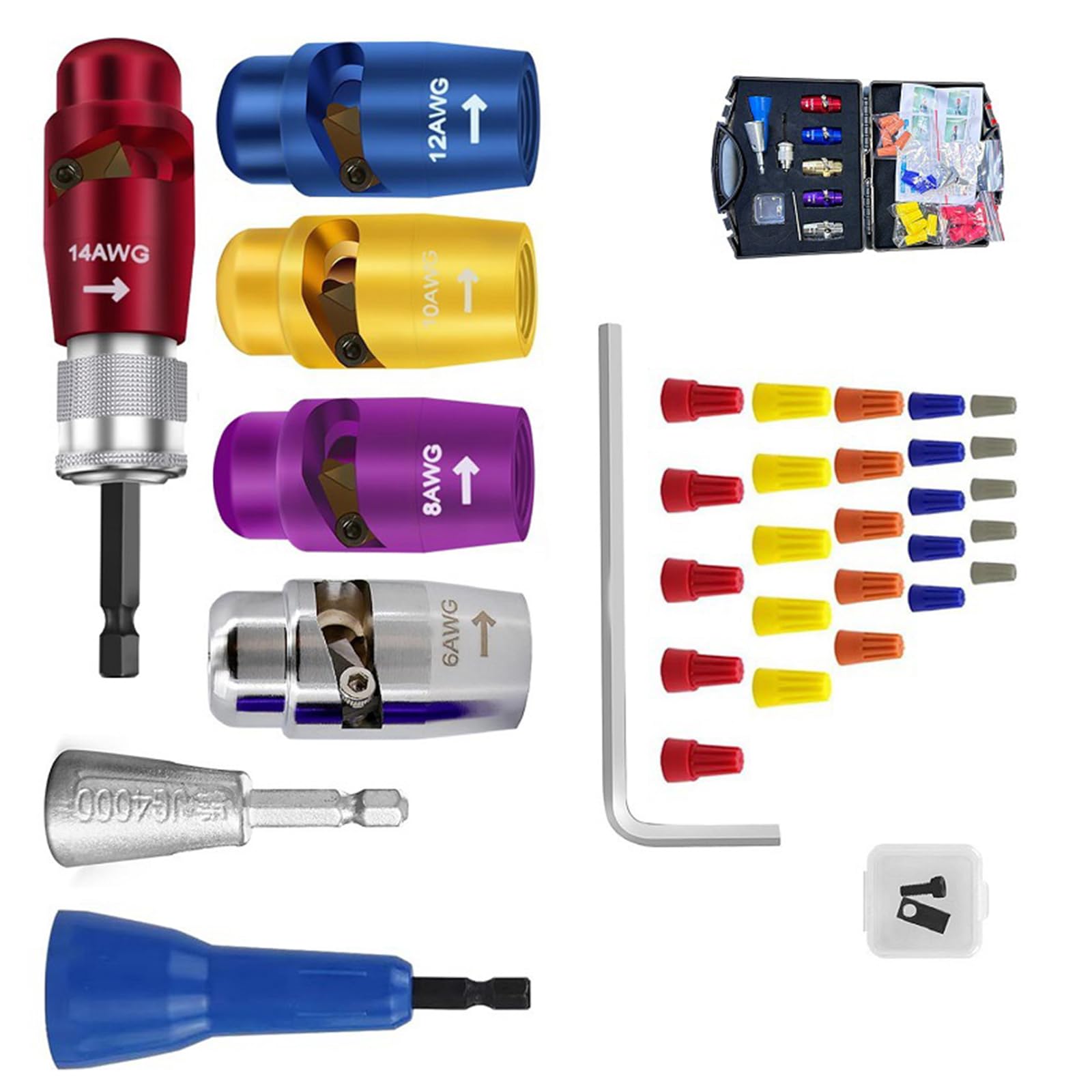 Hdoytxxm 34Pcs Quick Stripping And Twisting Wire Tool For Fast Cable Peeling Diyer Enthusiasts And Professional, Hand Drill Accessories Portable Wire Connector
