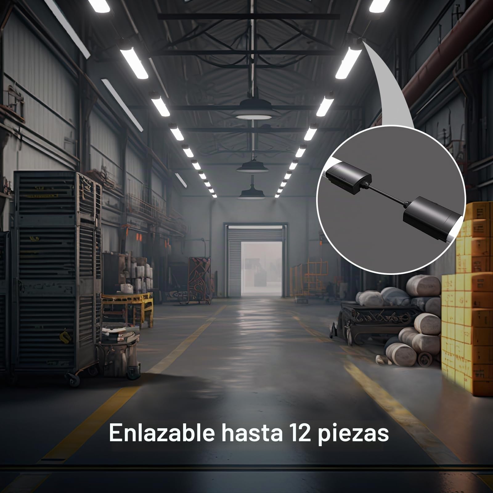 Modlicht LED Fluorescente 150cm, 45W 4950LM Neon Tubo, Garaje 5000K, IP65 Impermeable Luz de Techo para Oficina Taller Sótano Almacén Baño Cocina, Negro