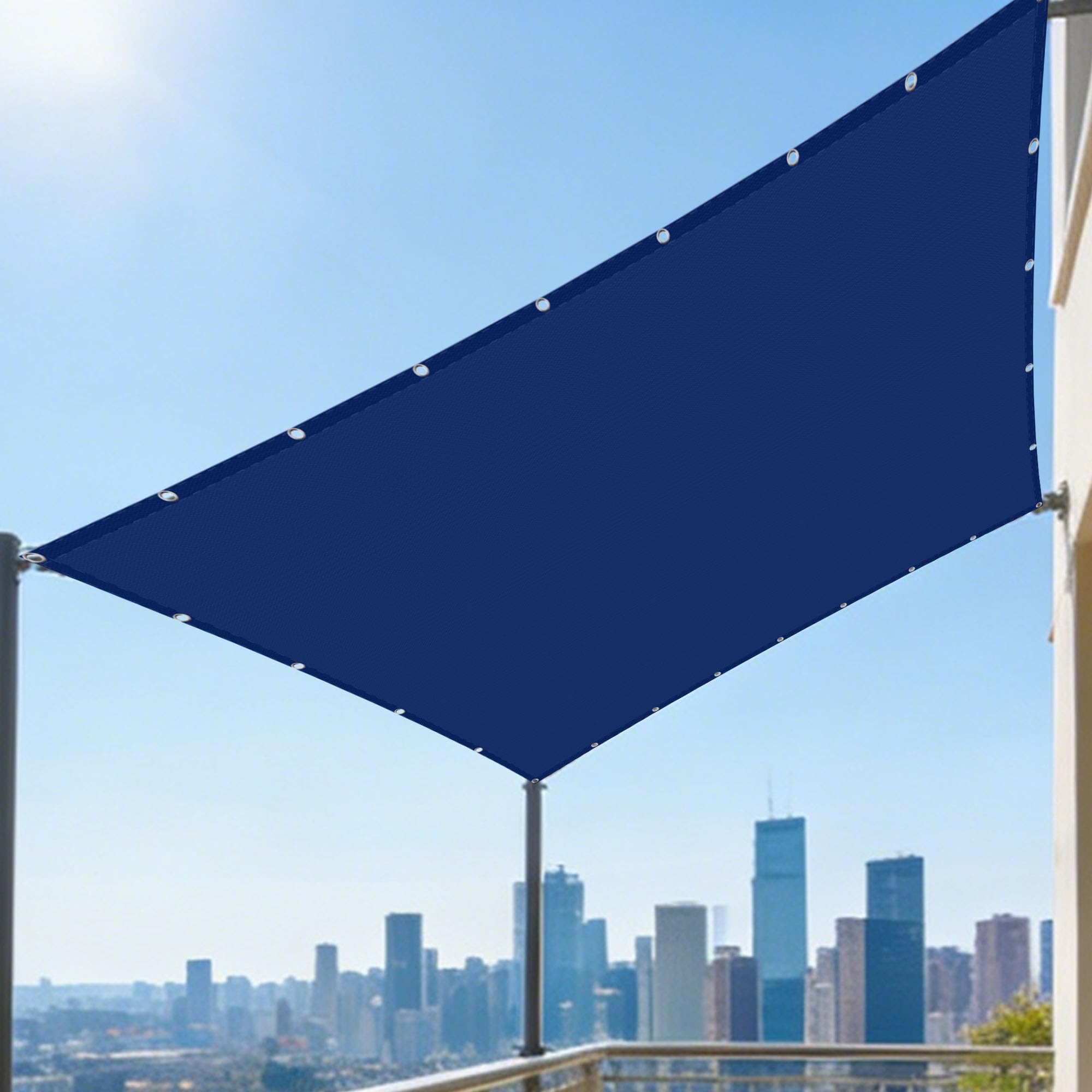 Voile d'ombrage bleu foncé de haute qualité avec cordon inclus 8m