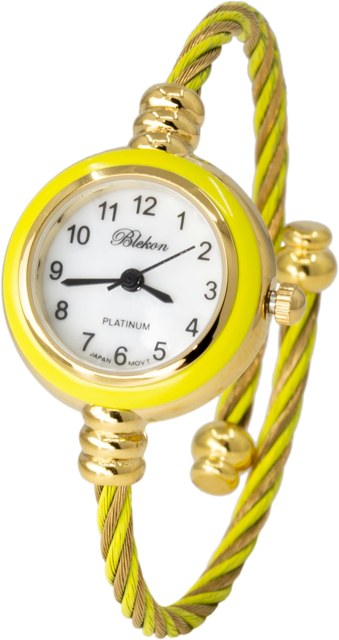 Blekon Collections Women's Cuff Watch - Round Analog Display Arabic Numbers 23mm Case Wire Bracelet Watch for Women Elegant Cable Cuff Bangle Wrist Watch