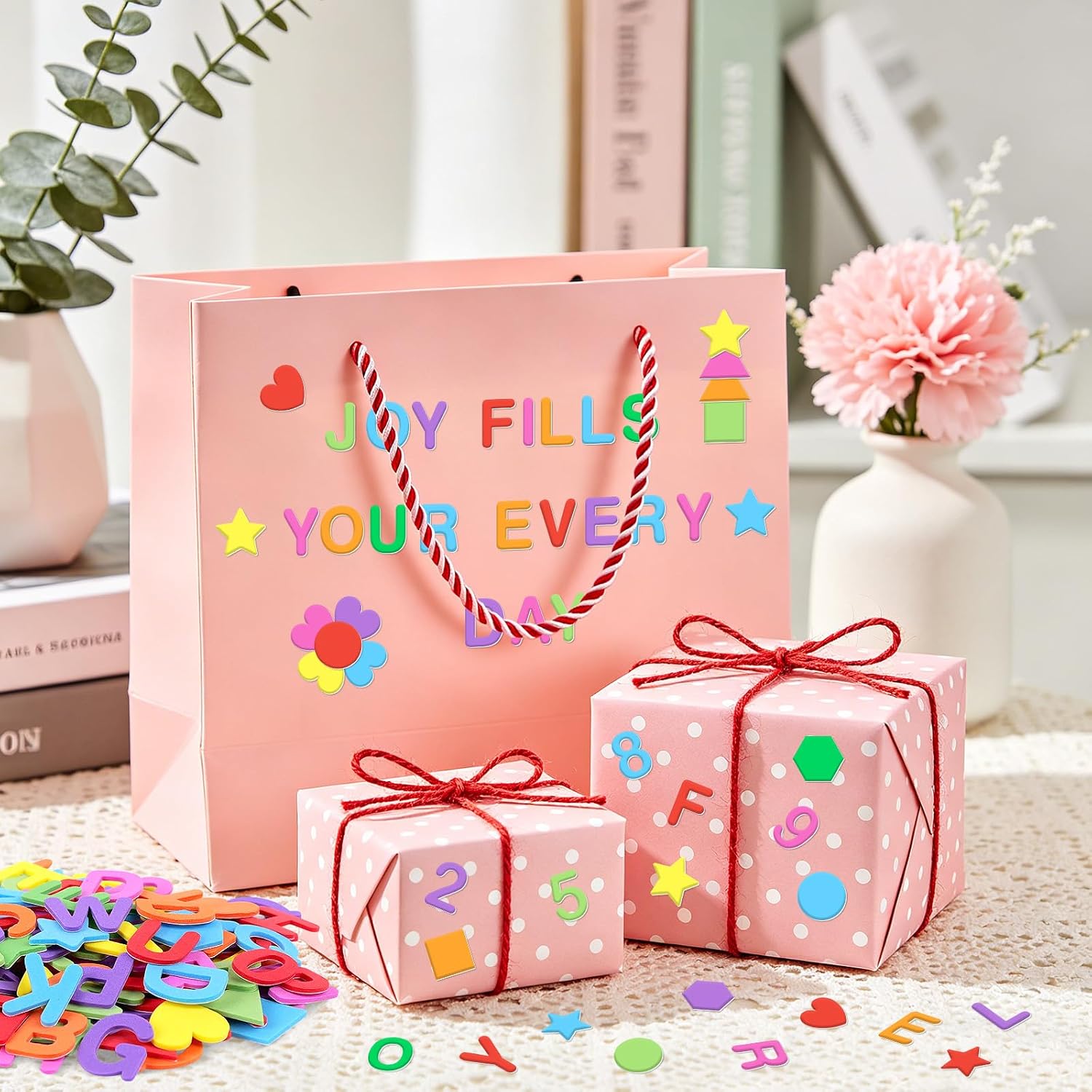 1328 PCS Foam Letter Stickers,Foam Alphabet Number Shape Stickers(Colorful)