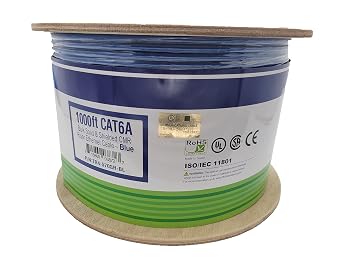 1000 FT CAT 6A كابل إيثرنت السائب الصلب والمحمي (F / UTP) CMR Riser (الأزرق) (TR4-570SR-BL)