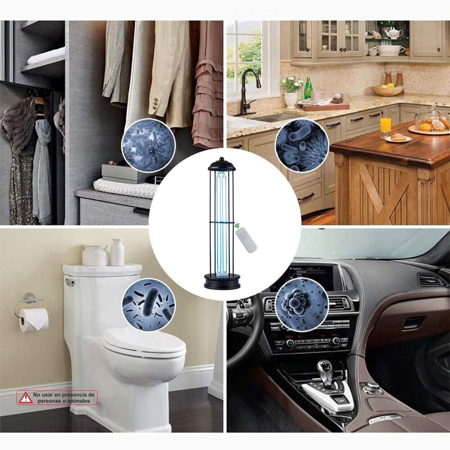 Lampara Uv, + OZONO con MD 36W y programable 15/30/60 minutos, elimina virus, bacterias, hongos.